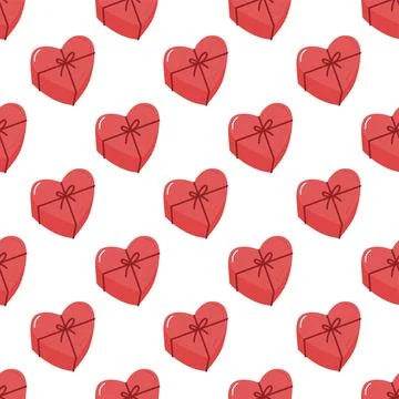 Valentines Day Heart Gift Pattern Cute Seamless Romantic Background Stock Illustration