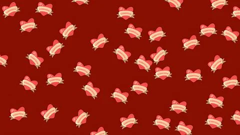 Valentine's Day heart pattern with ribbons on dark red background for festi.. 库存插图