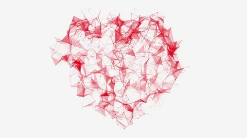 Valentine's Day Heart Pulsing with Plexus Effect. Stock Footage 84909013