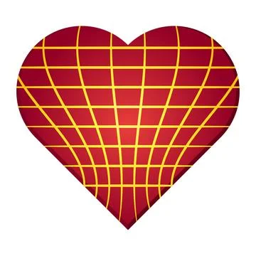 Valentines Day heart shape 3D grid perspective love romantic element red gold Ilustración de archivo