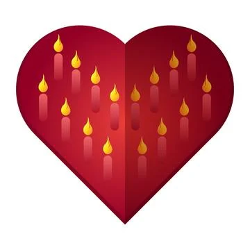 Valentines Day heart shape burning candle pattern love romantic element red Ilustración de archivo