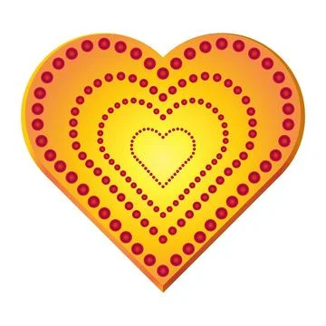 Valentines Day heart shape dotted layered contour love design element yello.. Stock Illustration