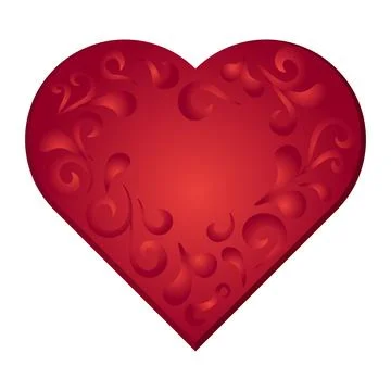 Valentines Day heart shape embossed swirl pattern ornament love design element Ilustración de archivo