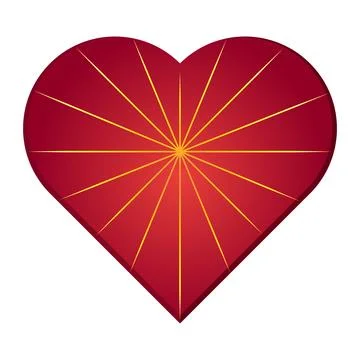 Valentines Day heart shape fine starburst ray love romantic element red gold Ilustración de archivo