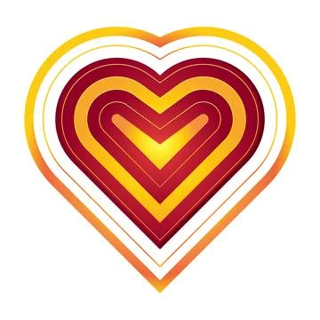 Valentines Day heart shape layered stroke contour frame love romantic element Ilustração Stock