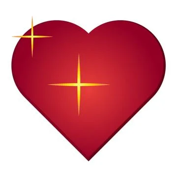 Valentines Day heart shape spark star twinkle love design element red gold Stock Illustration