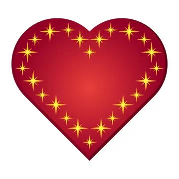 Valentines Day heart shape star border frame love design element red gold Stock Illustration