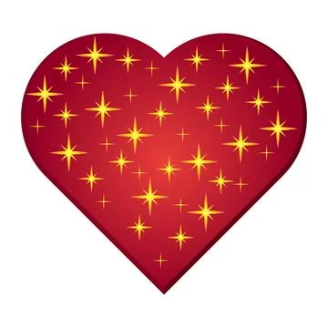 Valentines Day heart shape starry pattern star shine love design element red Ilustración de archivo