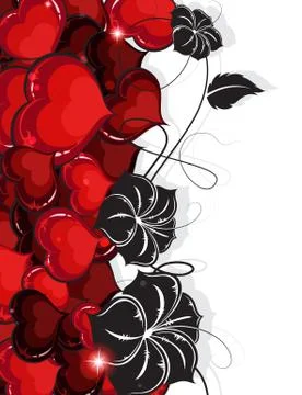 Valentines Day hearts and flowers Stock Illustration