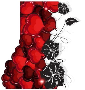 Valentines Day hearts and flowers Stock Illustration