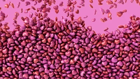 Valentine's day hearts falling down from above and filling the screen. Stock-Footage 98631229