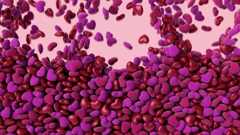Valentine's day hearts falling down from above and filling the screen. 動画素材 267843312