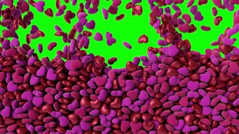 Valentine's day hearts falling down from above and filling the screen. 動画素材 278650615