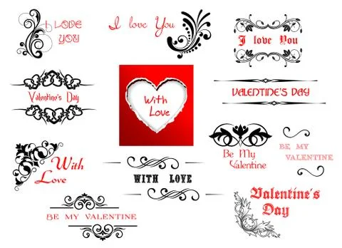 Valentine's day holiday scripts and headers Ilustración de archivo