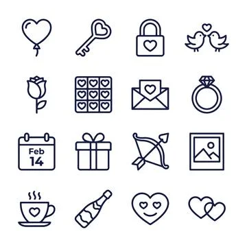 Valentine's Day Icon Set Stock Illustration