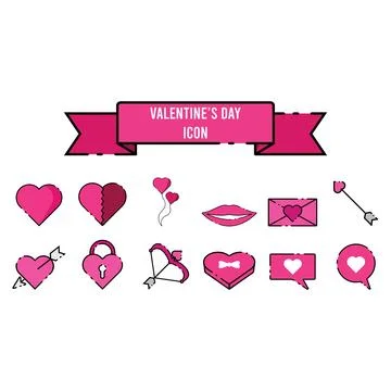 Valentine's day icon set vector Stock Illustration