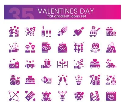 Valentines day Icons Bundle.Flat gradient icons style. Vector illustration Ilustração Stock