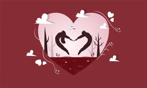 Valentines day illustration vector background design for romantic couple Stock Illustration