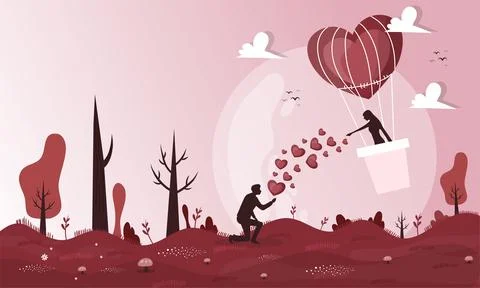 Valentines day illustration vector background design for romantic couple Stock Illustration
