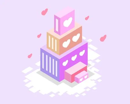 Valentines day isometric background vector for cute valentines event Stock Illustration
