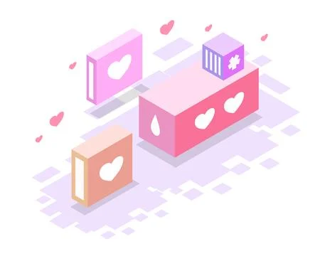Valentines day isometric background vector for cute valentines event Illustrazione stock