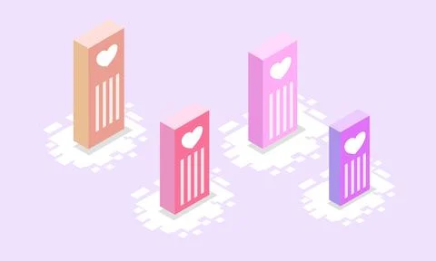 Valentines day isometric background vector for cute valentines event Illustrazione stock