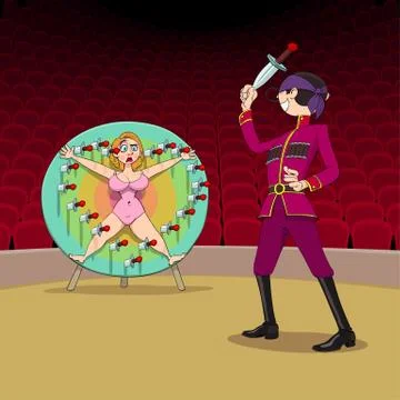 Valentine's Day of knife thrower Illustrazione stock