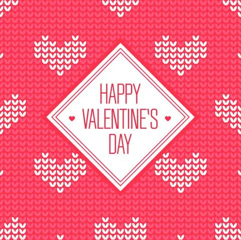 Valentines Day Knitted Pattern Stock Illustration