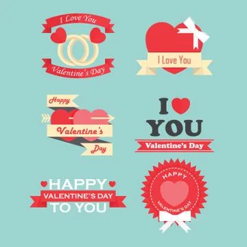 Valentine's day labels, icons elements and badges collection Stock Illustration