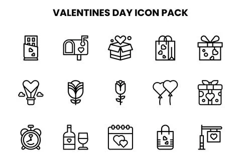 ValentineS Day Line Bundle Icons Pack Stock Illustration