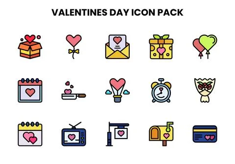 ValentineS Day Lineal Color Vector Icons Pack Stock Illustration