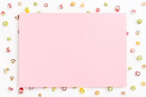 Valentines day of lollipops, candy pattern, top view flat lay Stock Photos