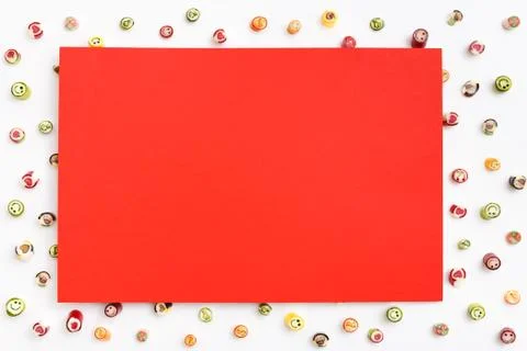 Valentines day of lollipops, candy pattern, top view flat lay Stock Photos