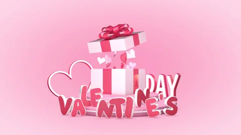 Valentine's Day, loop animation 3D with title and hearts Stock Footage 168793381