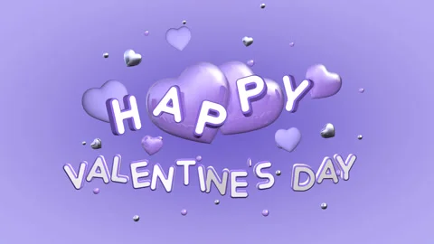 Valentine's Day loop animation 3D on the purple background Stock Footage 168862471