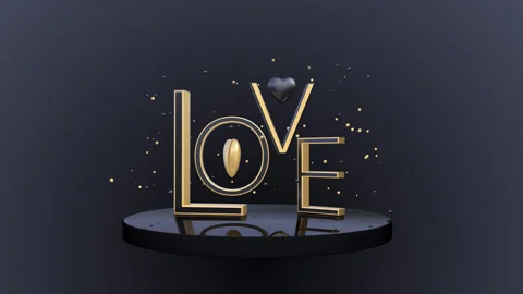 Valentine's Day loop animation 3D with Love text and hearts Stock Footage 169075103