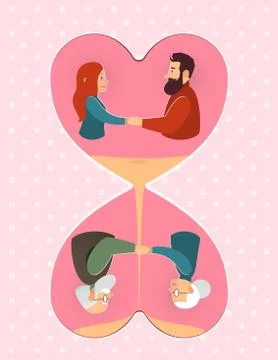 Valentine's Day. love and marriage. elderly couple, young couple Stock Illustration
