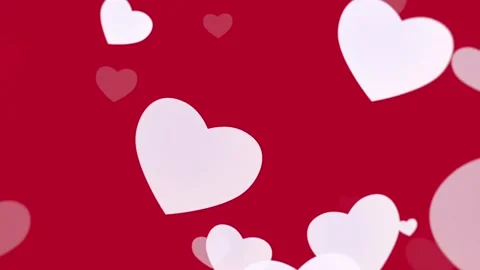 Valentines day love animation with floating hearts on red background Stock Footage 314161762
