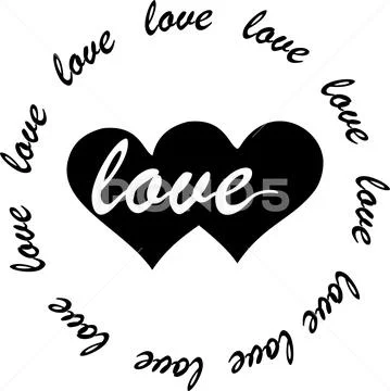 Valentines Day Love circle for printing, love hearts Stock Illustration