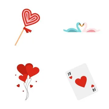 Valentine's day love concept elements set Stock Illustration