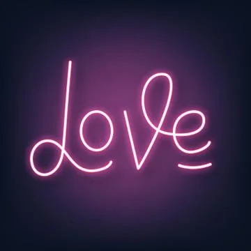 Valentines Day. Love neon script lettering. Valentine's Day neon sign. Illustrazione stock
