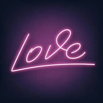 Valentines Day. Love neon script lettering. Valentine's Day neon sign. Stock Illustration