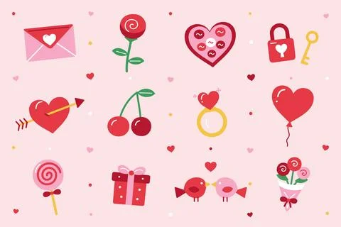 Valentine's Day Love Romance Elements Pattern イラスト素材