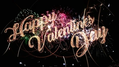 Valentines day magic Fireworks with particles and sparks on black night sky Video stock 101924943