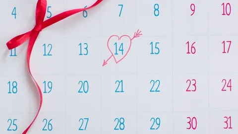 Valentine's day marked in calendar Stock Footage 71558639