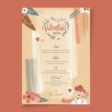 Valentine's day menu template Stock Illustration