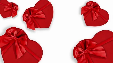 Valentines day motion graphics animation gift card, red heart shape boxes wit Stock Footage 167844055