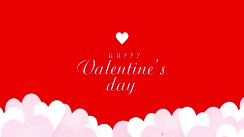 Valentine's Day Motion Graphics on Red Background Stock Footage 263152963