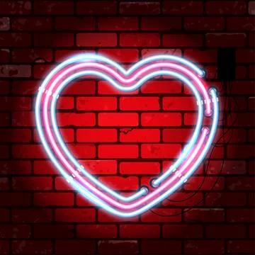 Valentines Day Neon Signboard Stock Illustration