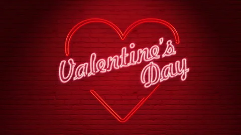 Valentine's Day Neon on the wall loop-able background in 4K Video stock 146141431